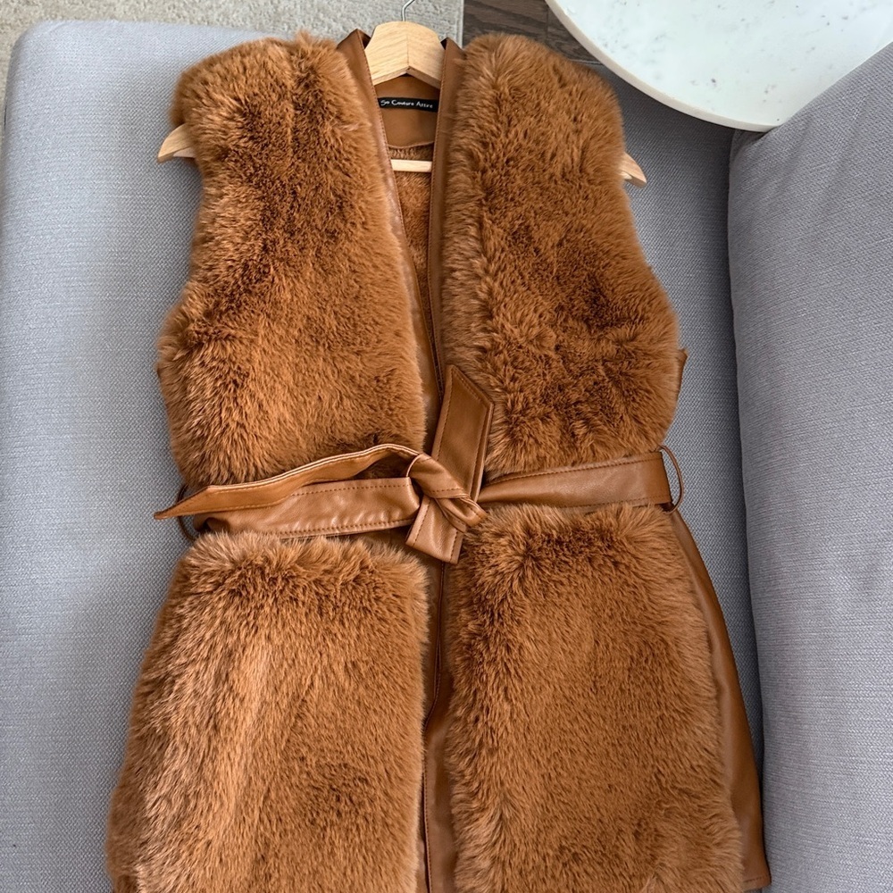 So Couture Attire Tan Teddy Vest
